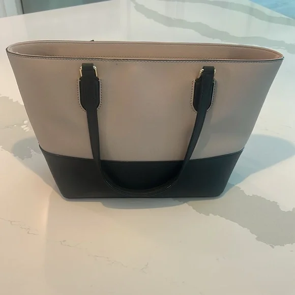 KATE SPADE Laurel Way Med Dally Tote Bag Warm Beige/Black purse Saffiano Leather - Picture 2 of 8